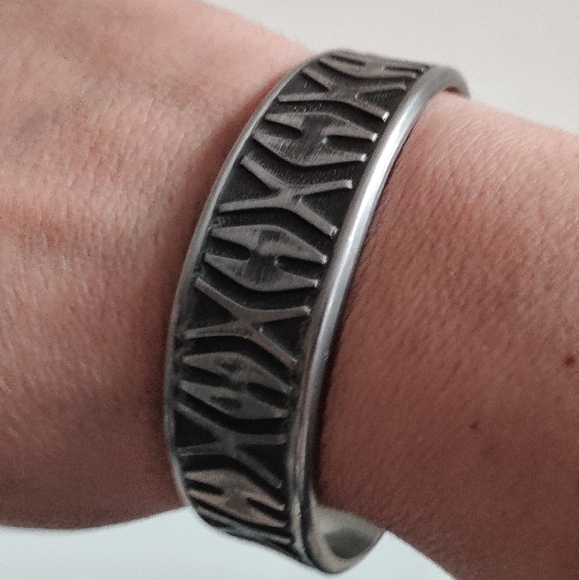 Mid-century modern Eik Tinn Norway Pewter Cuff Bracelet - Picture 6 of 14